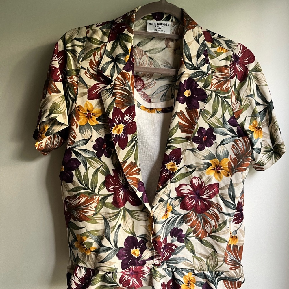 Alfred Dunner Floral Button Down Top